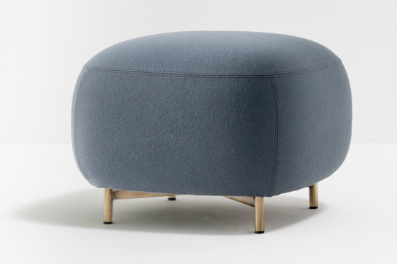 China Buddy Pouf Modern Upholstered Stools Fabric Cover Powder White For Living Room supplier